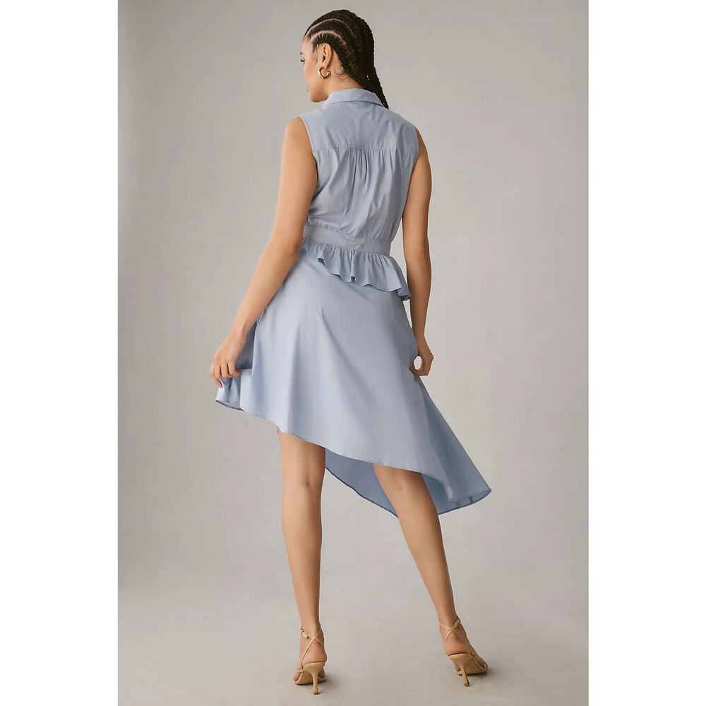 New Anthropologie Maeve Asymmetrical Sleeveless Shirt Dress $160 22W Sky - Blue - Picture 3 of 5